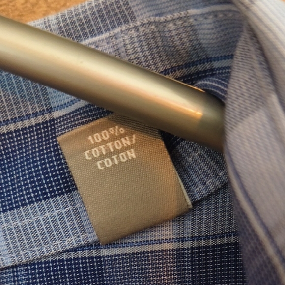 Michael Kors Men’s 100% Cotton Slim Fit Blue Check Dress Shirt - 15.5 34/3 - Picture 6 of 10